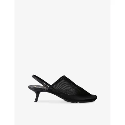 LOEWE WOMENS BLACK PETAL HEELED MESH MULES EUR 37 / 4 UK
