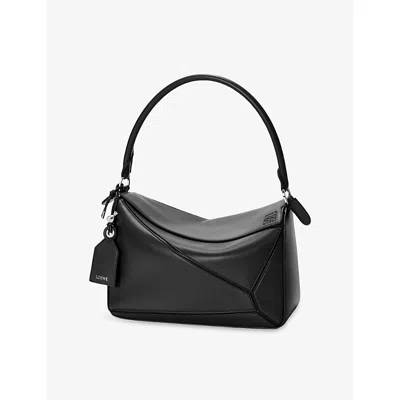 Loewe Womens Black Puzzle Medium Leather Shoulder Bag