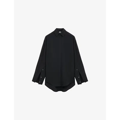 Loewe Womens Black Relaxed-fit Long-sleeve Wool-blend Shirt