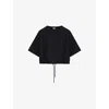 Loewe Womens Black Round-neck Cropped Cotton-blend T-shirt Xs In Black