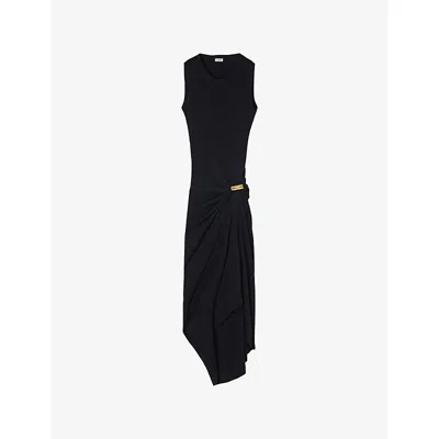 Loewe Womens Black Ruched Stretch-cotton Tank Dress