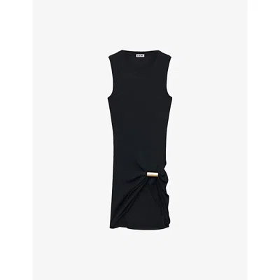 Loewe Womens Black Ruched Stretch-cotton Tank Top Xs