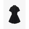 Loewe Womens Black Short-sleeve Collared Cotton-silk Mini Dress