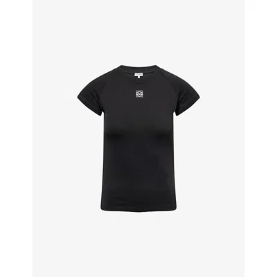 Loewe Womens Black Slim-fit Logo Cotton-blend T-shirt In Black