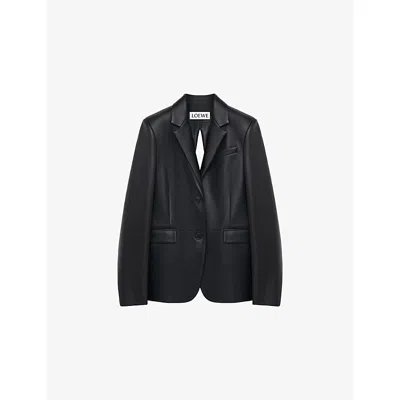 Loewe Womens Black Tailored Split-back Leather Blazer