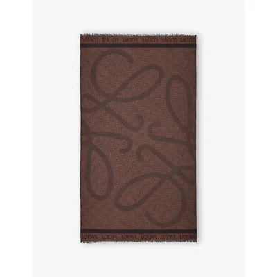LOEWE WOMENS LOEWE X PAULA'S IBIZA ANAGRAM BRAND-PRINT COTTON PAREO BLACK/BROWN