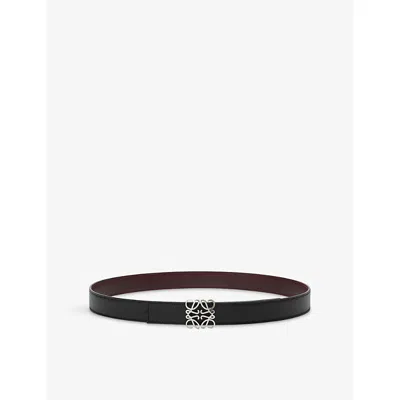 Loewe Womens Black/burgundy Anagram Bombée Leather Belt