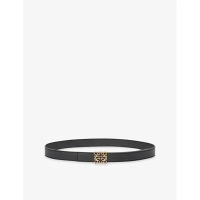 Loewe Womens Black/gold Anagram Reversible Leather Belt