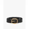 Loewe Womens  Rounded Woven Leather Belt In Black/gold