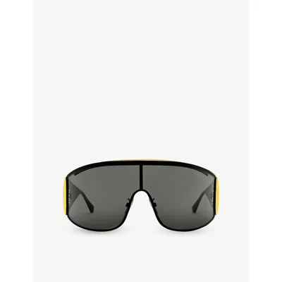 Loewe Womens Black/yellow Speed Shield-frame Metal Sunglasses In Pattern