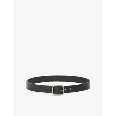 Loewe Womens Blk/vintg Palladium Rounded-buckle Leather Belt In Black