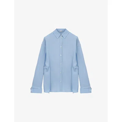 Loewe Wool-silk Draped Shirt In Blue