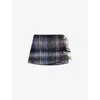 Loewe Blue Checked Mini Skirt In Mohair And Wool Blend Women In Black
