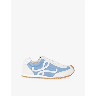 LOEWE WOMENS BLUE/PAL.C BALLET RUNNER 2.0 NYLON AND LEATHER TRAINERS EUR 39 / 6 UK