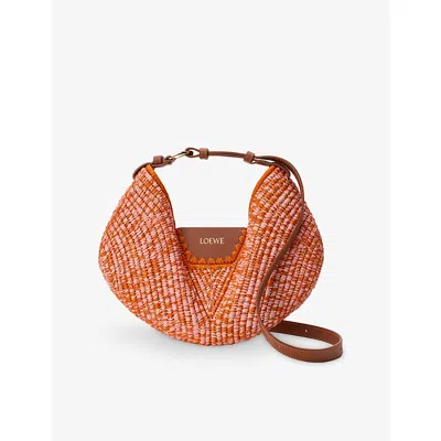 Loewe Womens Bright Orange/pink Medium Swing Melange Raffia And Leather Top-handle Bag