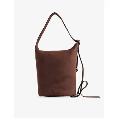 Loewe Womens  Loop Bucket Medium Leather Shoulder Bag In Brown