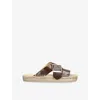 Loewe Petal Leather Crisscross Buckle Espadrille Sandals