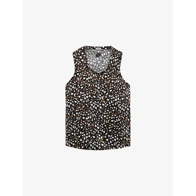 LOEWE WOMENS BROWN/WHITE GRAPHIC-PRINT ROUND NECK WOVEN TOP