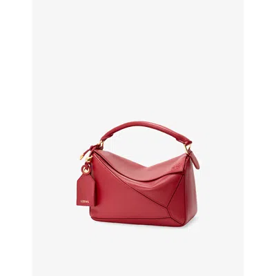 Loewe Womens Puzzle Small Leather Top-handle Bag Burnt Red