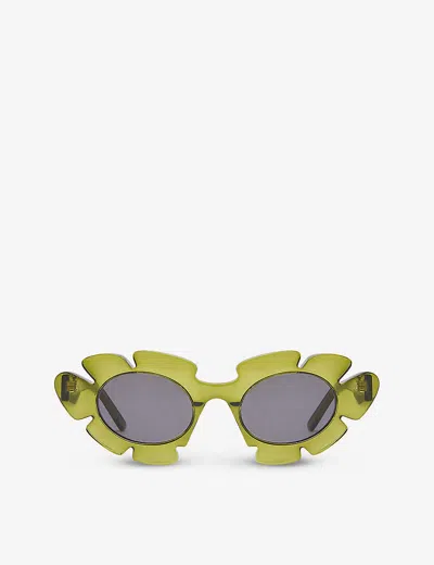 Loewe Womens Cactus Green  X Paula's Ibiza G000270x03 Flower-shaped Acetate Sunglasses
