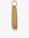 Loewe Womens Camel Anagram Logo Patch Mohair Wool Blend Scarf In Camel