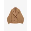 Loewe Womens Camel Double-breasted Notched-collar Wool Jacket In Brown