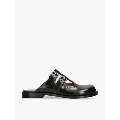 Loewe Womens Black Campo Mary Jane Leather Mules