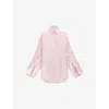 Loewe Womens White/pink Check-print Silk Shirt In White/pink