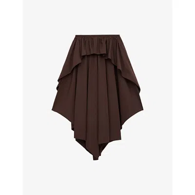 Loewe Womens Chocolate Brown  X Paula's Ibiza Cotton-poplin Midi Skirt In Burgundy