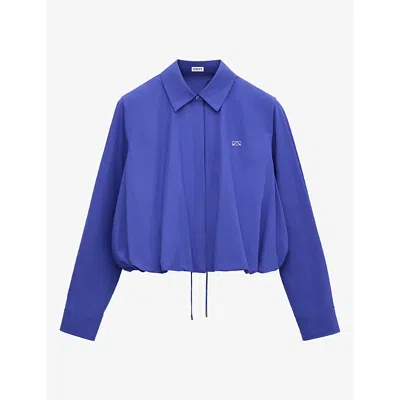 Loewe Womens Cinched-waist Cotton Shirt Blue