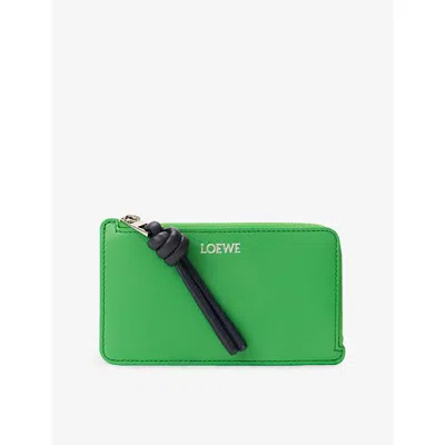 Loewe Womens Clover Deep Navy Knot Coin Leather Card Holder