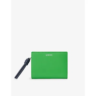 Loewe Womens Clover Deep Navy Knot Compact Leather Wallet