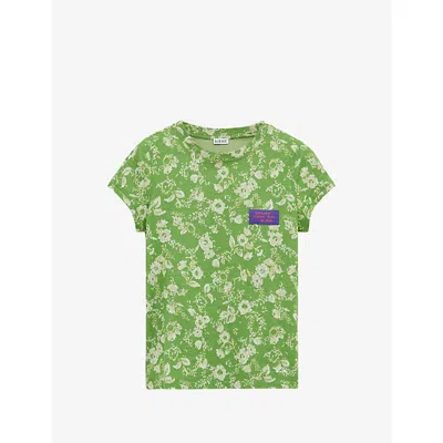 Loewe Womens Cosima Von Bonin Floral-print Cotton T-shirt Green Xs