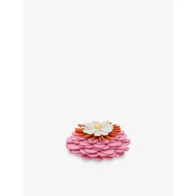 Loewe Womens  Flower Leather Pin In Cotton Candy