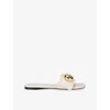 Loewe Womens Cream Pebble Flat Leather Slides Eur 38/5 Uk In White