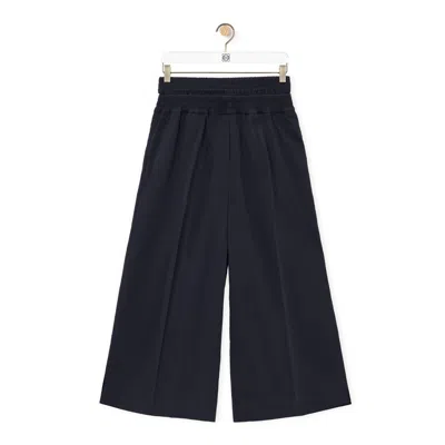 Loewe Womens Cropped Trousers In Cotton And Silk In Blue