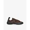 Loewe Grip Panelled Suede Sneakers In Brown
