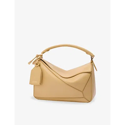 Loewe Womens Puzzle Small Leather Top-handle Bag Dark Butter