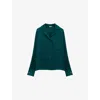 Loewe Anagram-embroidered Silk-satin Blouse In Dark Green