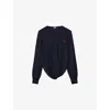 Loewe Womens Dark Navy Logo-embroidered Twisted-side Wool Jumper In Blue