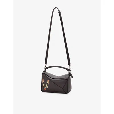 Loewe Womens  Futurist Cat Puzzle Small Leather Shoulder Bag In Brown
