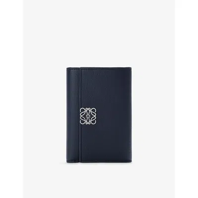 Loewe Womens Deep Navy Anagram Small Vertical Leather Wallet In Blue