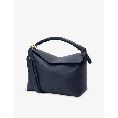Loewe Womens Deep Navy Puzzle Edge Medium Leather Top-handle Bag In Blue