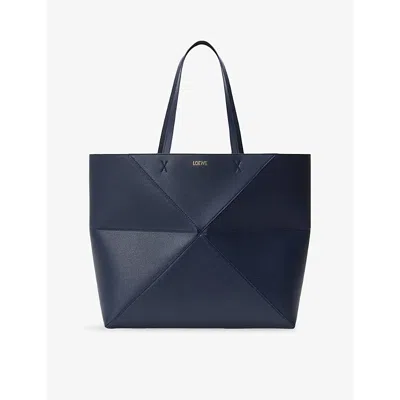 Loewe Womens Deep Navy Puzzle Fold Large Leather Tote Bag In Blue