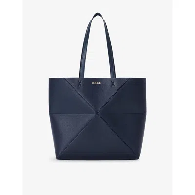 Loewe Womens Deep Navy Puzzle Fold Medium Leather Tote Bag In Blue
