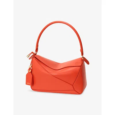 Loewe Womens Deep Saffron Puzzle Medium Leather Shoulder Bag