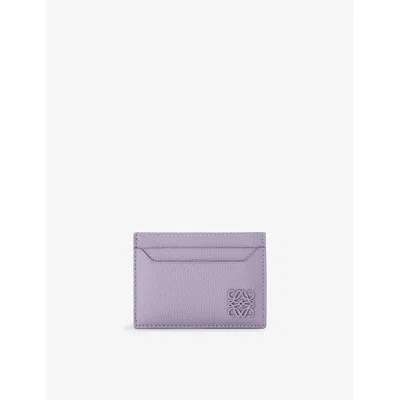 Loewe Womens  Anagram Leather Card Holder In Purple