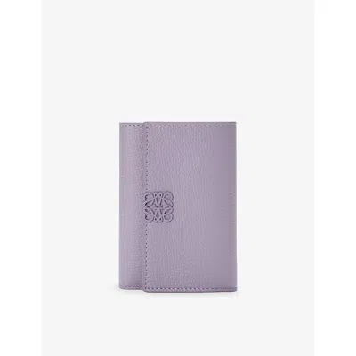 Loewe Womens  Anagram Small Leather Vertical Wallet In Purple