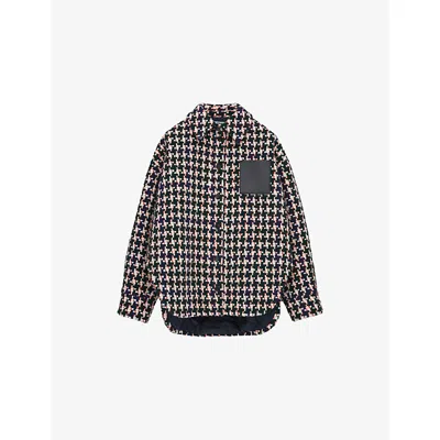 Loewe Tweed Houndstooth Overshirt In Brown
