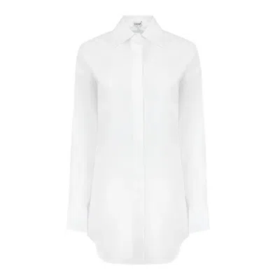 Loewe Womens Draped Cotton Shirt In White